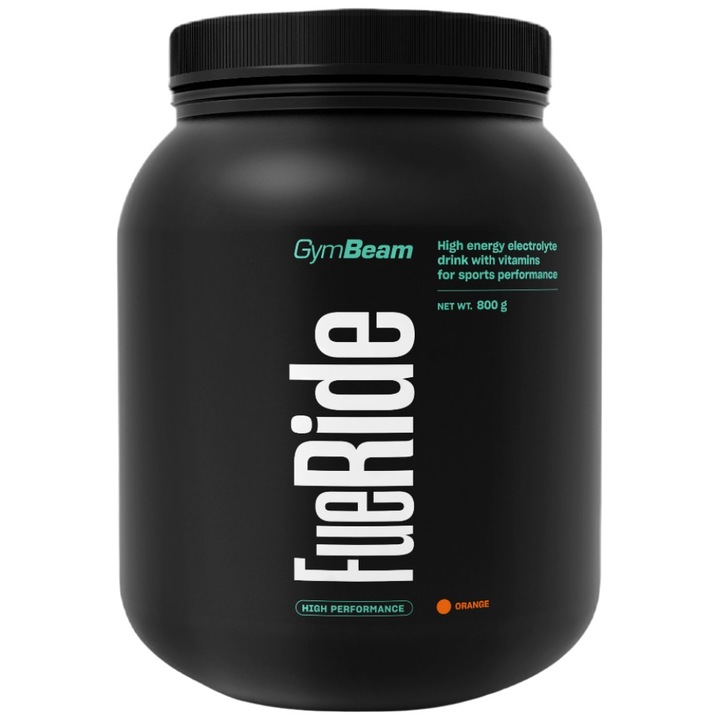 Supliment alimentar GymBeam FueRide High Energy Electrolite Drink, portocale, 800 grame