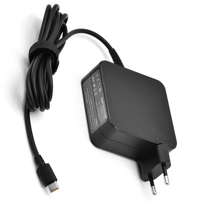 Incarcator laptop pentru Lenovo, pentru Acer, pentru Dell, pentru HP, pentru Huawei, pentru Xiaomi, pentru Samsung, pentru Asus, pentru Apple, 65W, Type-C, 20 V, 3, 25 A, 1.8m, Sistem multi-protectie incorporat, Incarcare rapida, negru