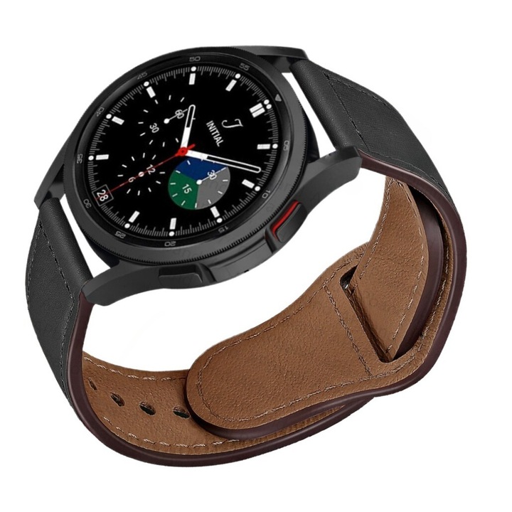 Кожена каишка съвместима със всички часовници с 22 mm ширина на каишката, мека и удобна, водоустойчива, издръжлива, черна