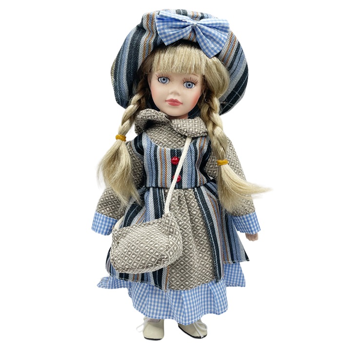 Papusa portelan SYLVIE, 30cm, Par blond