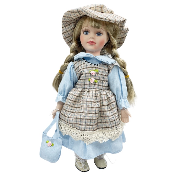 Papusa portelan ERIKA, 30cm, Par blond