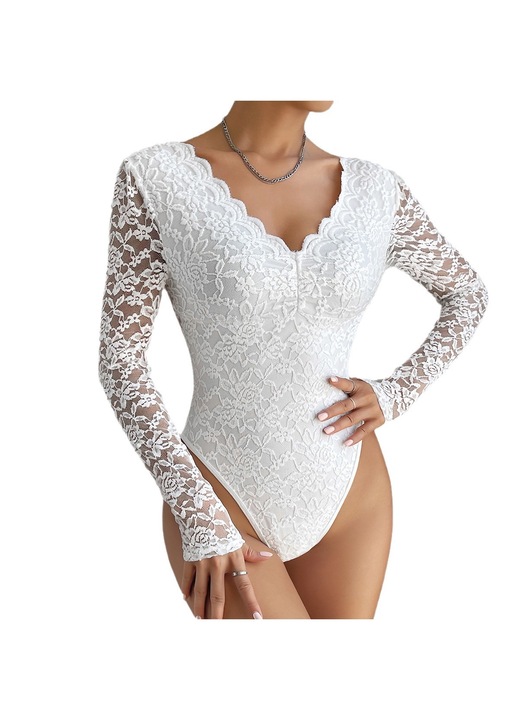 Боди, BGHYHYHI, дантела, бяло