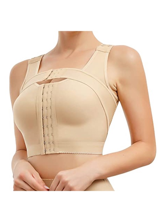 Sutien post-chirurgie BGHYHYHI, suport elastic, design fara sarma, culoare nude, material sintetic