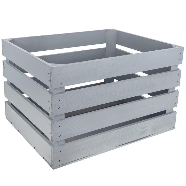 Szürke fadoboz, 50 x 40 x 30 cm, Creative Deco, vintage, kopott stílusban, Ideális tárgyakhoz, Gyümölcsös doboz, Dekoratív dobozok barkács dekorációhoz