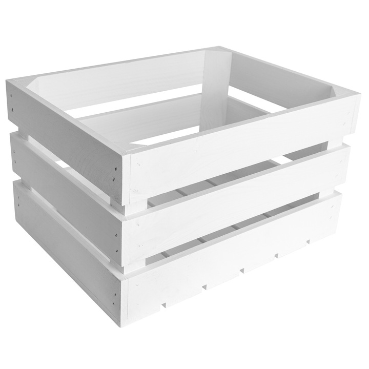 Cutie din lemn Alb, 40 x 30 x 23 cm, Creative Deco, in stil vintage, shabby, Ideala pentru Obiecte, Fructera, Cutii Decorative pentru Decorare DIY