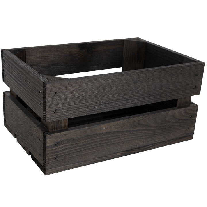 Cutie din lemn negru, 30 x 20 x 15 cm, Creative Deco, in stil vintage, shabby, Ideala pentru Obiecte, Fructera, Cutii Decorative pentru Decorare DIY