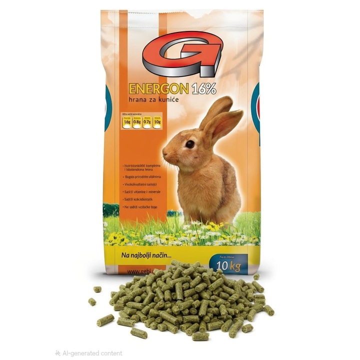 Energon, Hrana completa pentru iepuri, sac 10 kg, Amestec complet sub forma de peleti, 16% proteina