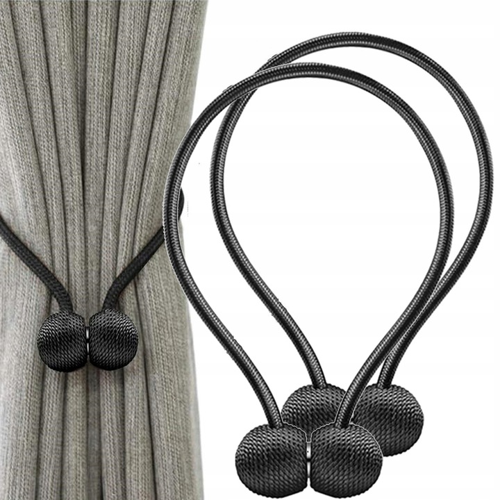Set 2x Klamra pentru prinderea perdelelor, 50cm, negru