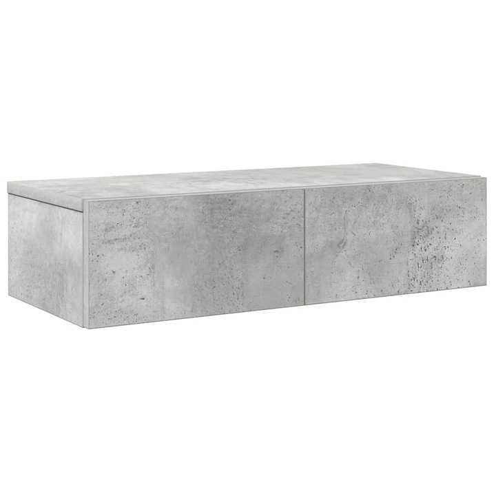 Raft de perete vidaXL, cu sertare Gri beton 60x26,5x15cm, Lemn prelucrat 6.85 kg
