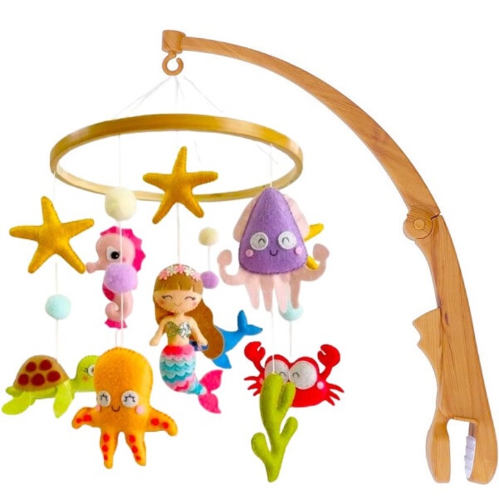 Carusel pentru bebeluși, Teox, figurine colorate, multicolor, suport pentru pătuț