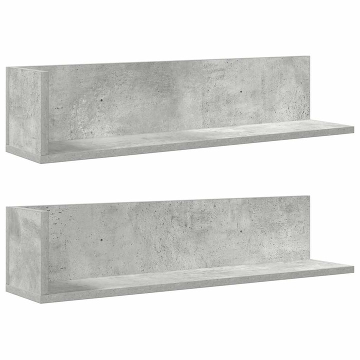 VidaXL 2 db betonszürke szerelt fa fali polc 75 x 16,5 x 16,5 cm 860034