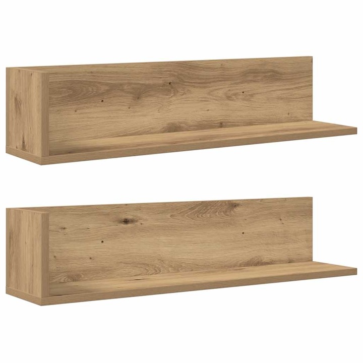 VidaXL 2 db kézműves tölgy színű szerelt fa fali polc 75x16, 5x16, 5 cm 4.6 kg 860039