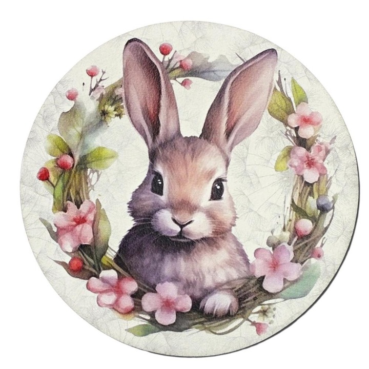 Nyomtatott fa tábla koszorú közép - Nyuszifejes koszorú 14, 8