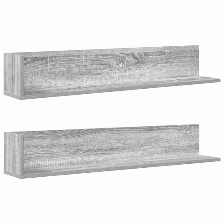 VidaXL 2 db szürke sonoma színű szerelt fa fali polc 100x16,5x16,5 cm 860045