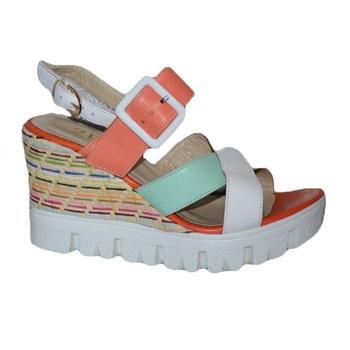 Sandale dama cu talpa ortopedica D&J Exclusive, Piele naturala, Portocaliu/Alb Sandale dama cu talpa ortopedica D&J Exclusive, Piele naturala, Portocaliu/Alb