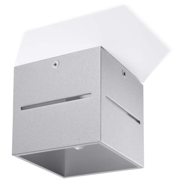 Lustra de tavan Lobo gri aluminiu 1 bec patrat modern de interior