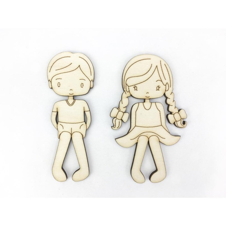 Natúr fa - Rajzos kislány kisfiú szett 9cm 2db/csomag