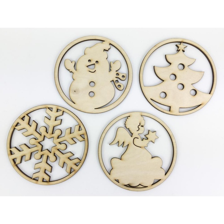Natúr fa - Karácsonyi poháralátét 9cm 4db/csomag