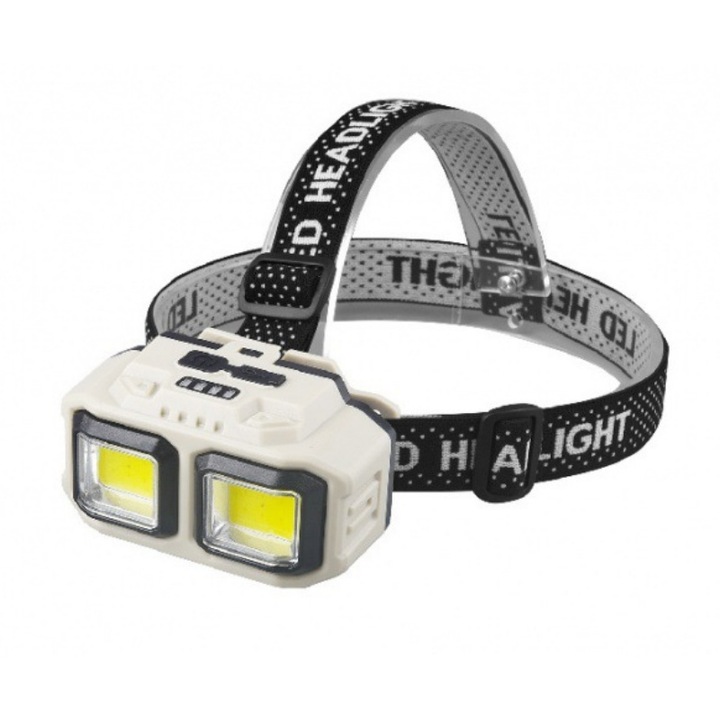 LED челник, USB зареждане, сензор за движение, 4 режима на светене, за риболов, лов, работа, индикатор за батерията, YWX, бял
