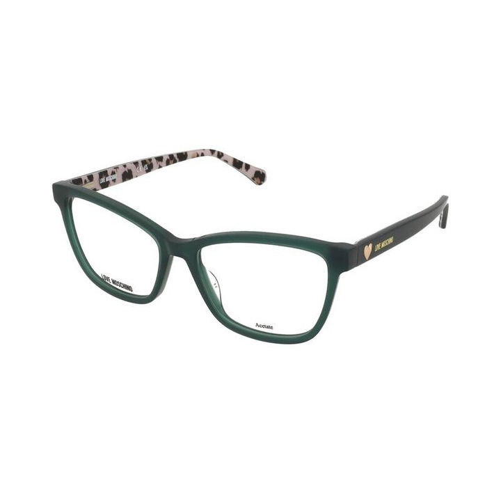 Rame ochelari Love Moschino, forma patrata, culoare verde, material plastic, cu balamale flexibile