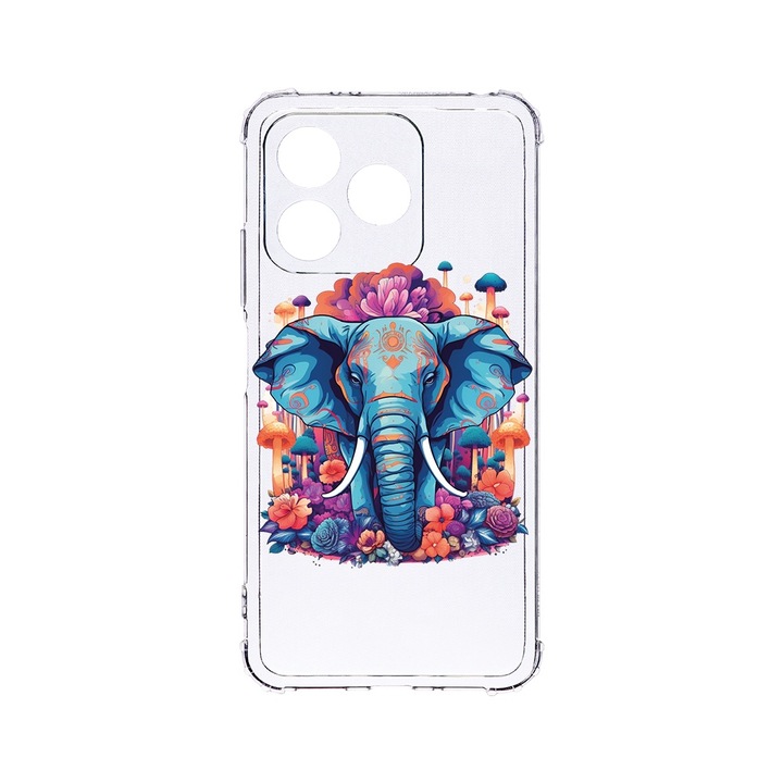 BestCase Anti Shock 1.5MM telefontok, kompatibilis modell Realme Note 50 / C53 / C51, Dream Colors - Elephant, Air Cushion Technology, AS 1574