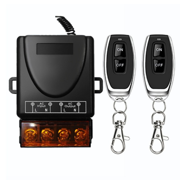 Comutator de telecomanda fara fir, distanta de 328 de picioare, comutator de telecomanda 12v, potrivit pentru diferite motoare DC, control al iluminatului etc, LEIISVK, negru