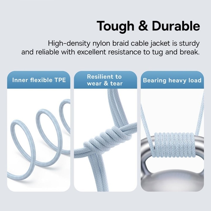 Кабел USB-C към Type-C, супер бързо зареждане 100W, 2m - Baseus Gem (P10373000311-01) - Galaxy Blue