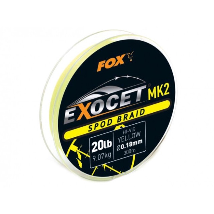 Fir textil Fox Exocet Mk 2 Spod Braid Hi-Viz Yellow 0.18mm / 20lb / Hi-Viz Yellow