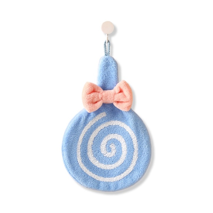 Prosop de mana suspendat albastru, model cu spirale, 29x20cm