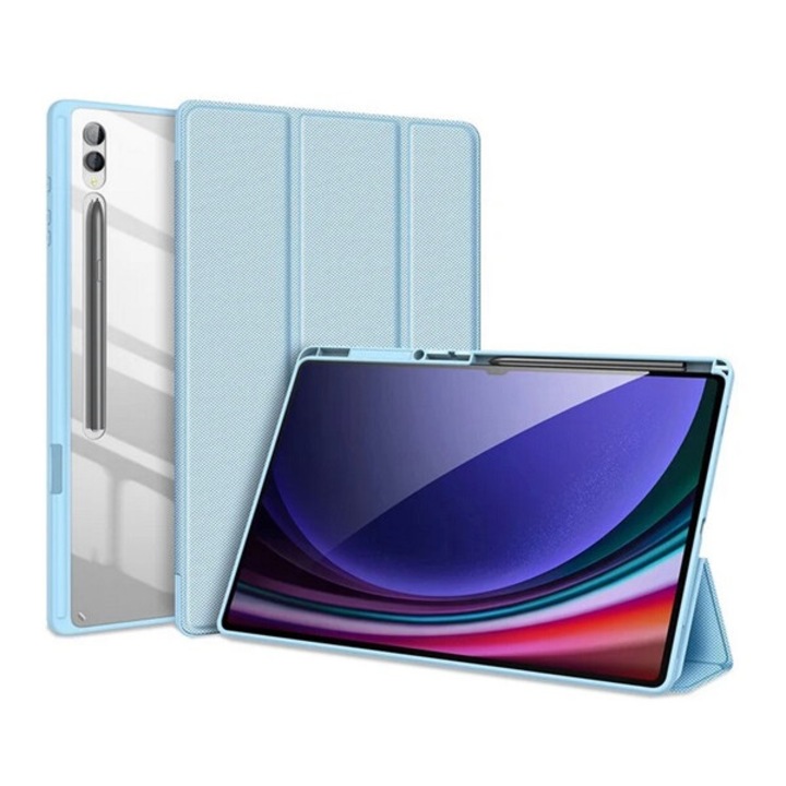 Dux ducis toby tabletvédő álló, bőr hatású, aktív flip, oldalra nyíló, trifold, asztali tartó, ceruza tartó, világoskék, kompatibilis: Samsung Galaxy Tab S9 Ultra LTE, SM-X916, / Galaxy Tab S9 Ultra WIFI, SM-X910, / Galaxy Tab S8 Ultra LTE, SM-X906