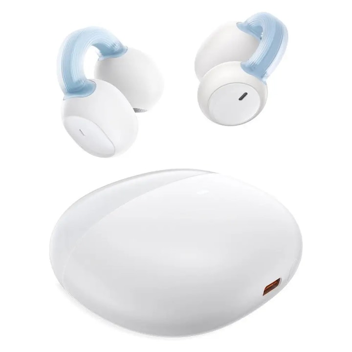 Casti Fara Fir Bluetooth 5.3, TWS, Open-Ear Clip - Baseus AirGo 1 Ring (A00069201223-00) - Stellar White