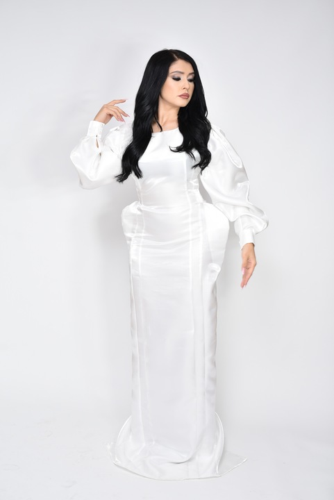 Rochie Enchanté Sori stil victorian din material aqua one size, alb