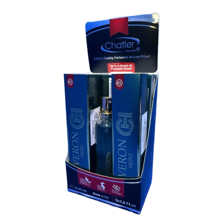 Set 6 Parfumuri, Chatler, Veron Hero Men, Barbati, 180ml