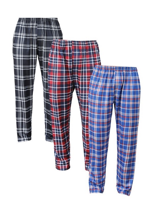 Ferfi pizsamanadrag szett, 3 kockas mintaval, polieszter, Többszínű