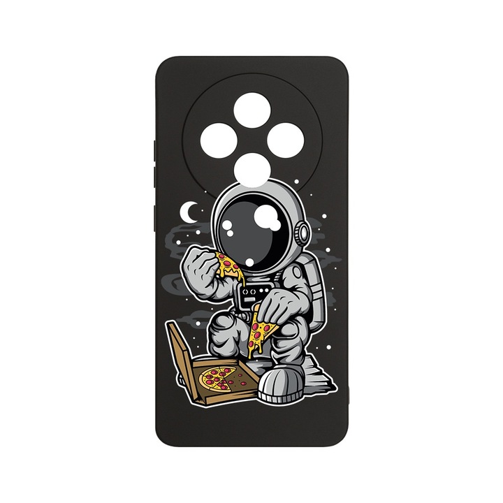 Силиконов калъф BestCase за Xiaomi Redmi 14C, Astronaut Pizza, SLIM 1.2MM, Microfiber interior, Premium Soft Liquid Silicon, Negru, PB 1004