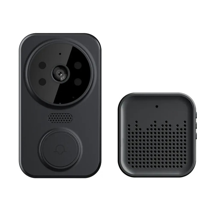 Sonerie Video Wireless TSS-HYF-M8, Camera Video, Microfon, Night Vision, Conectare la Telefon, Aplicatie Tuya, Negru