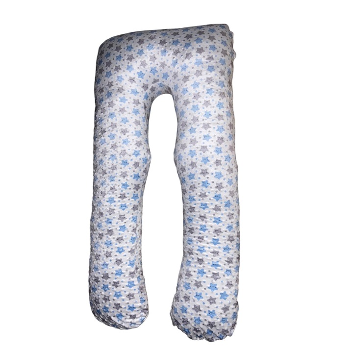 Perna gravide si alaptare 3 in 1 multifunctionala, husa minky detasabila, lavabila, suport burta, picioare, cap, gat si spate, cu model imprimat