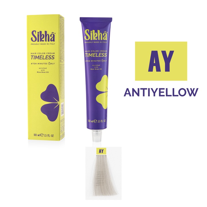 Vopsea de par permanenta profesionala SIKHA Timeless Antigalben Toner AY, 100 ml, - Antigiallo Toner