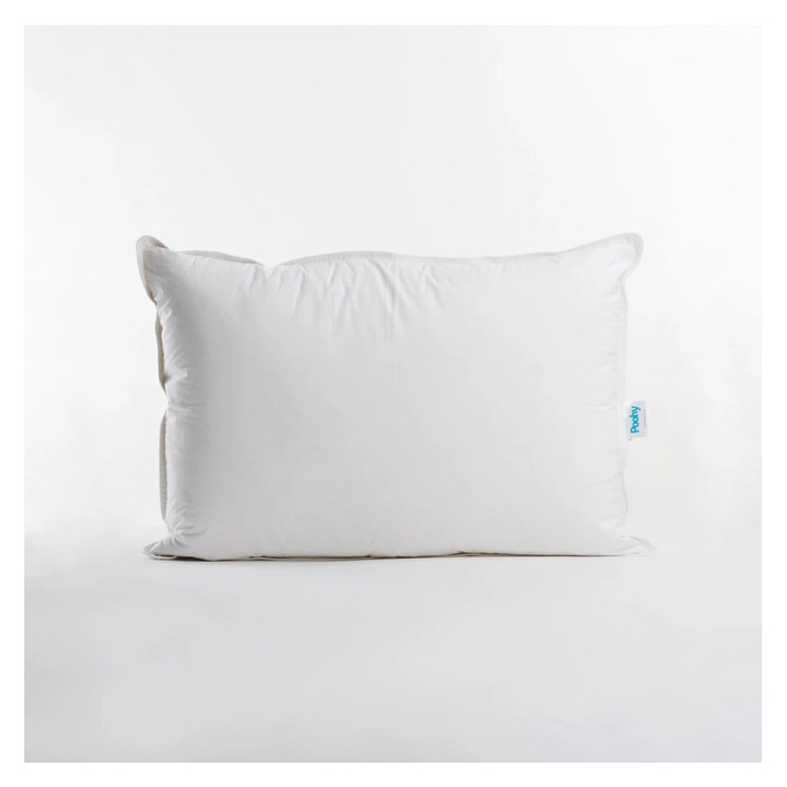 Perna ferma, Poohy, Silver Trio, 3 camere, 50x70 cm, 60% puf de rata, 100%Bumbac, Antialergic, Alb