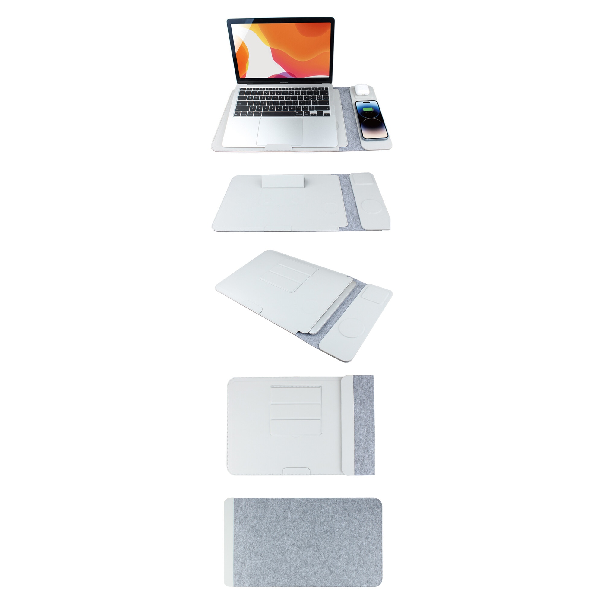 Geanta multifunctionala pentru laptop 4 in 1, incarcare wireless, design multifunctional, gri, 15"-16"