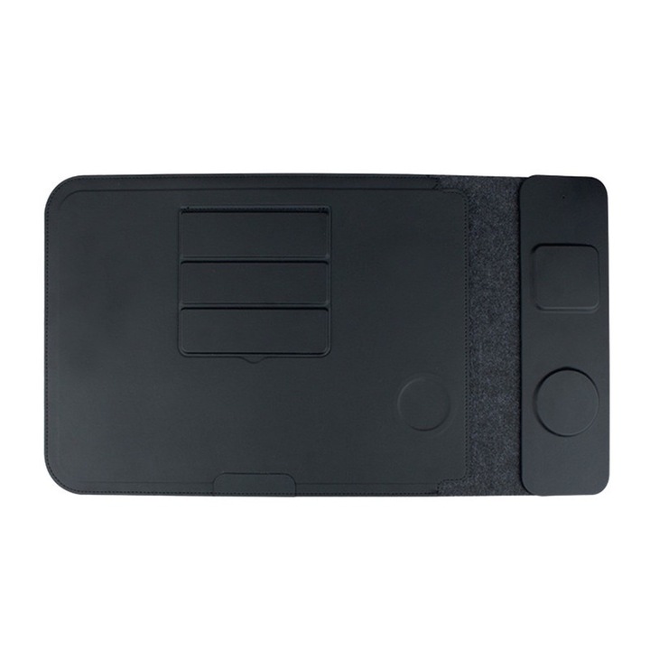 4 az 1-ben többfunkciós laptoptáska, vezeték nélküli töltés, többfunkciós kivitel, 15"-16", fekete