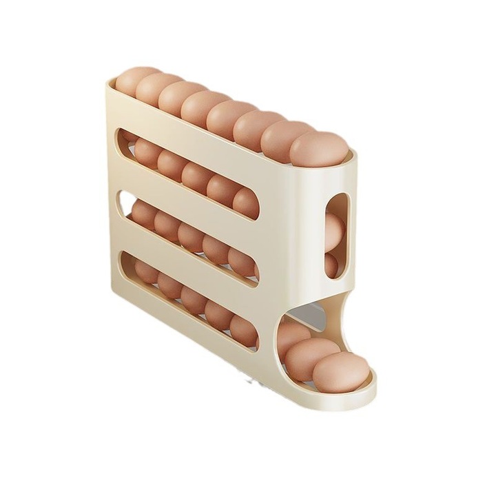 Organizator oua, Pentru frigider, Pentru 30 de oua, 32.8x18x7cm, Crem