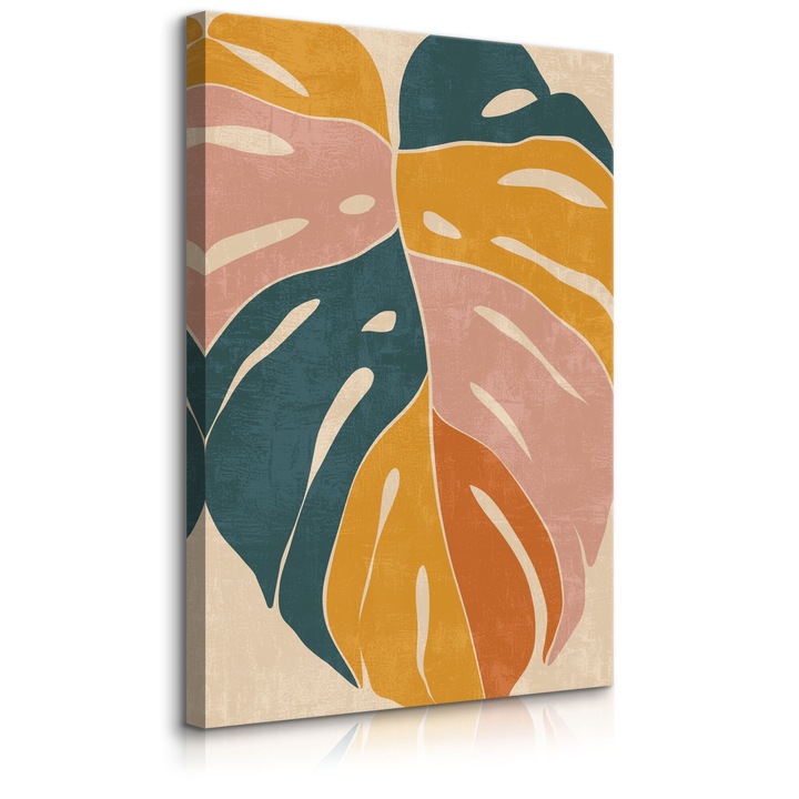 Tablou Muralo Colorat Monstera Leaf Tropical Exotic Decor camera de zi 60 cm x 90 cm 3D Abstracte Modern