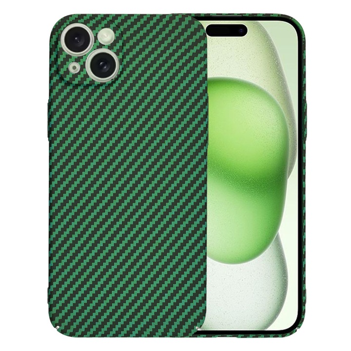 Husa pentru Apple iPhone 15 Plus, din Policarbonat, Stef's Cat, Culoare Verde