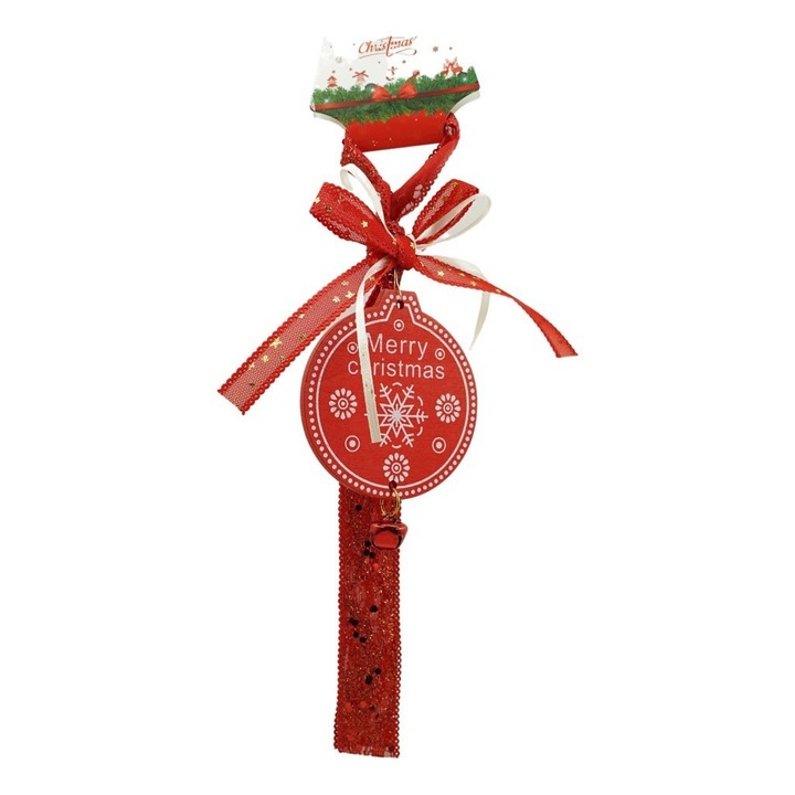 Karácsonyfa dísz, medál, Danex, piros, fa, 25cm