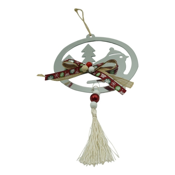 Ornament brad, By Fitilomania, Pasare, Argintiu, Lucios, 14*26CM, Acril, Interior/ Exterior