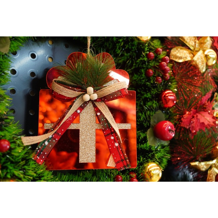 Ornament brad, Southern Sky, Cadou, Rosu, Lucios, 15*15CM, Acril, Interior/ Exterior