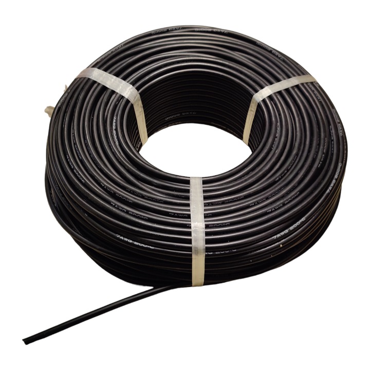 Cablu Siliconic Negru AWG 7 - Conductor Gros pentru Aplicatii de Inalta Putere