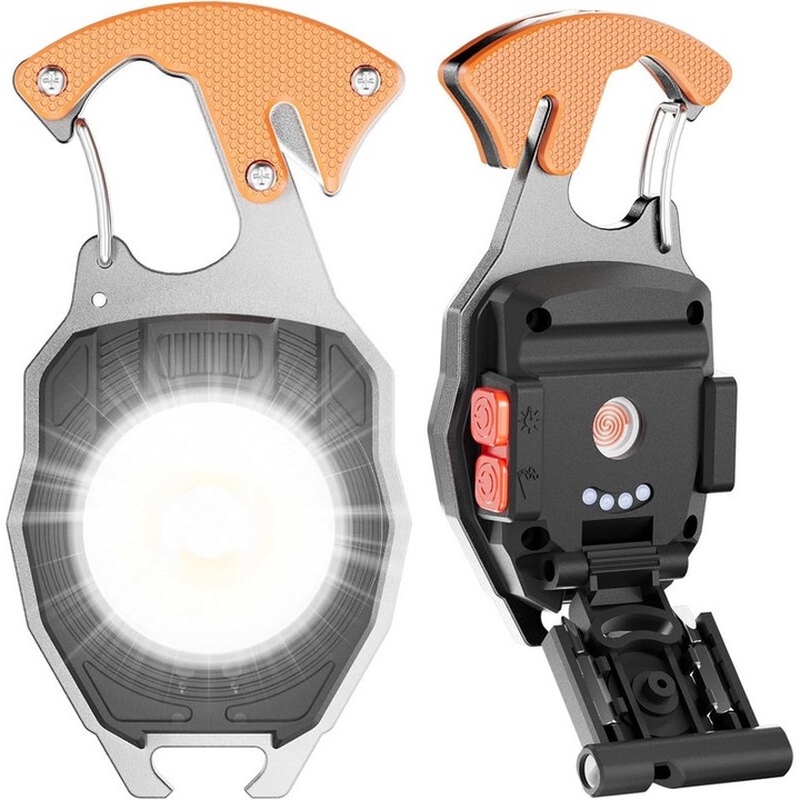 Фенер FUIENKO, LED, преносим, оранжев, 60x40x20mm, водоустойчив, с литиево-йонна батерия