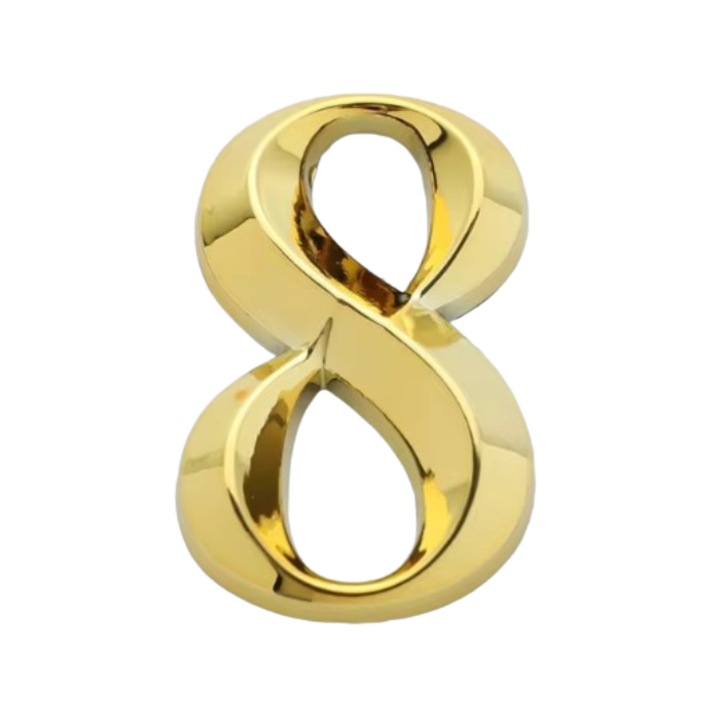 Numar casa, Usa, Cifra 8, CRT, Max Door, ABS, Autoadeziv, Auriu, 5x3 cm